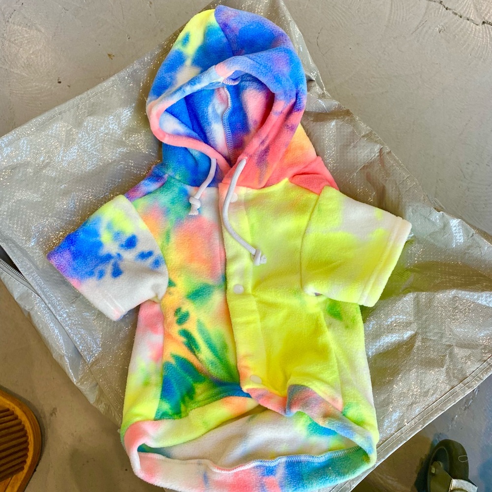 SMALL dog Tie-Dye Fleece Hooded Jacket